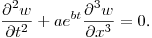 $\displaystyle \frac{\partial ^2w}{\partial t^2}+ae^{bt}\frac{\partial^3w}{\partial x^3}=0$.