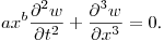 $\displaystyle ax^b \frac{\partial ^2w}{\partial t^2}+\frac{\partial^3w}{\partial x^3}=0$.
