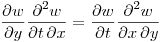 \noindent
$\displaystyle \frac{\partial w}{\partial y }\frac{\partial^2 w}{\partial t \, \partial x}  = \frac{\partial w}{\partial t}  \frac{\partial^2 w}{\partial x \,\partial y}$